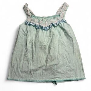 Elegant Mint Green Lace Trim Tank Top